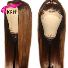 KRN Straight 13×6 Deep Part PrePlucked Lace Front Human Hair Wigs 8-26 Inch Ombre Remy Hair Glueless Brazilian Wigs 180 Density