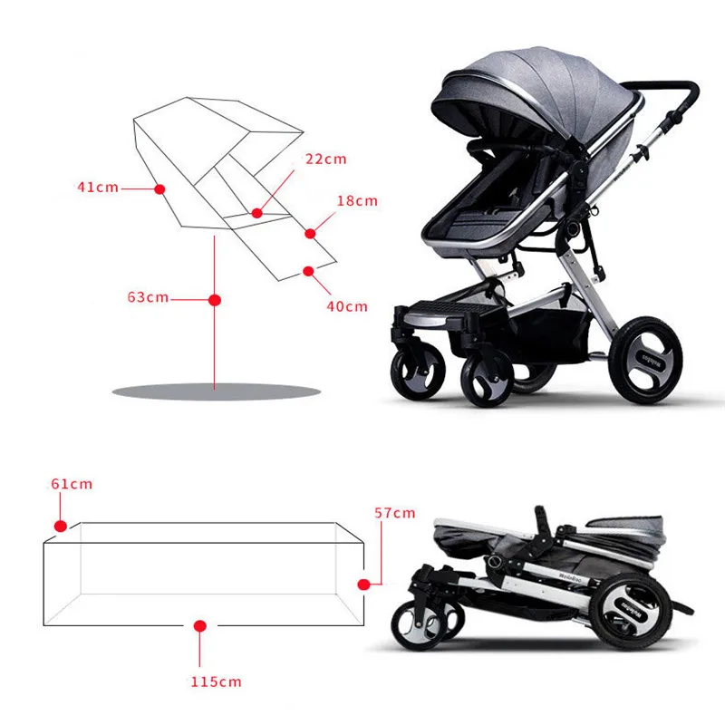 Многофункциональная детская коляска с высоким обзором, детская коляска с четырьмя колесами, складная детская коляска, коляска для новорожденных