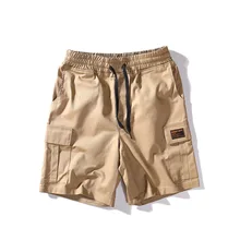 Оригинальные уличные модные простые шорты с несколькими карманами для мальчиков однотонные прямые спортивные пляжные штаны для мужчин