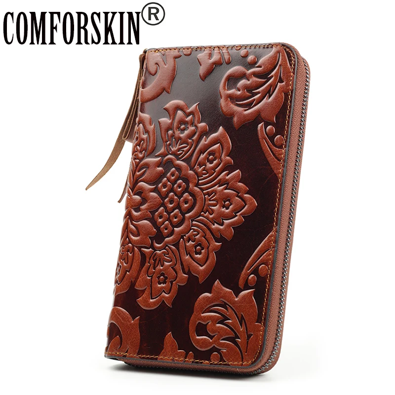 COMFORSKIN Billetera Mujer уникальные длинные женские кошельки из натуральной кожи с