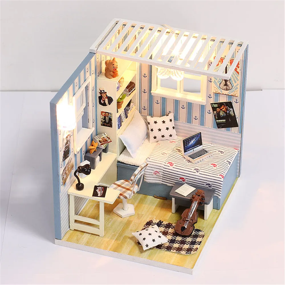 

Barbatello House DIY Doll House Assemble Children Intelligence With Furniture Light Cover Gift Toy Kids Operational Capacity