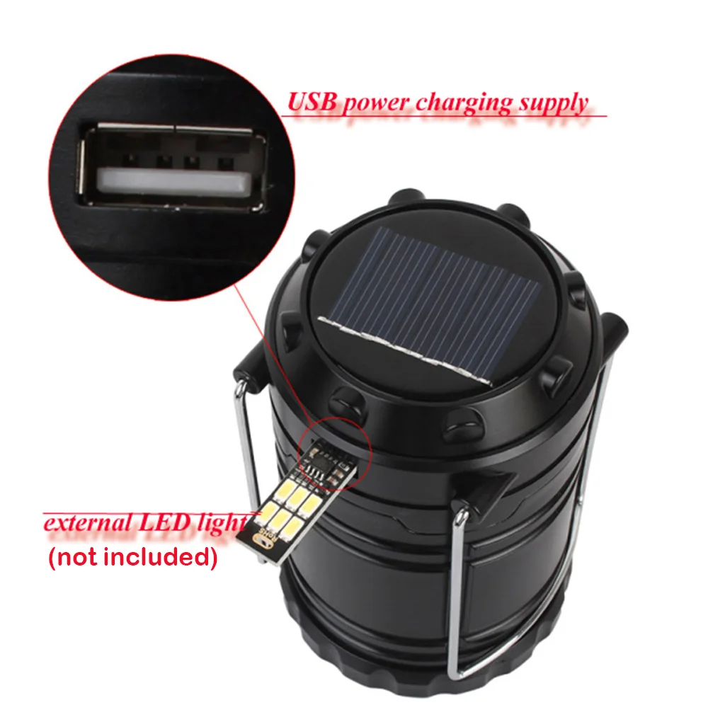 6 LED Hand Lamp Collapsible Solar Camping Lantern Tent Lights for Outdoor Lighting