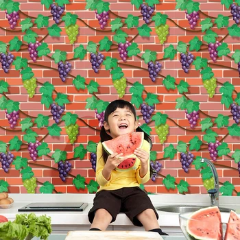 

SA-1008 Grape garden theme Home Decor 3D PVC retro brick Wall Stickers Paper Self-adhesive Home Decor Sticker Room