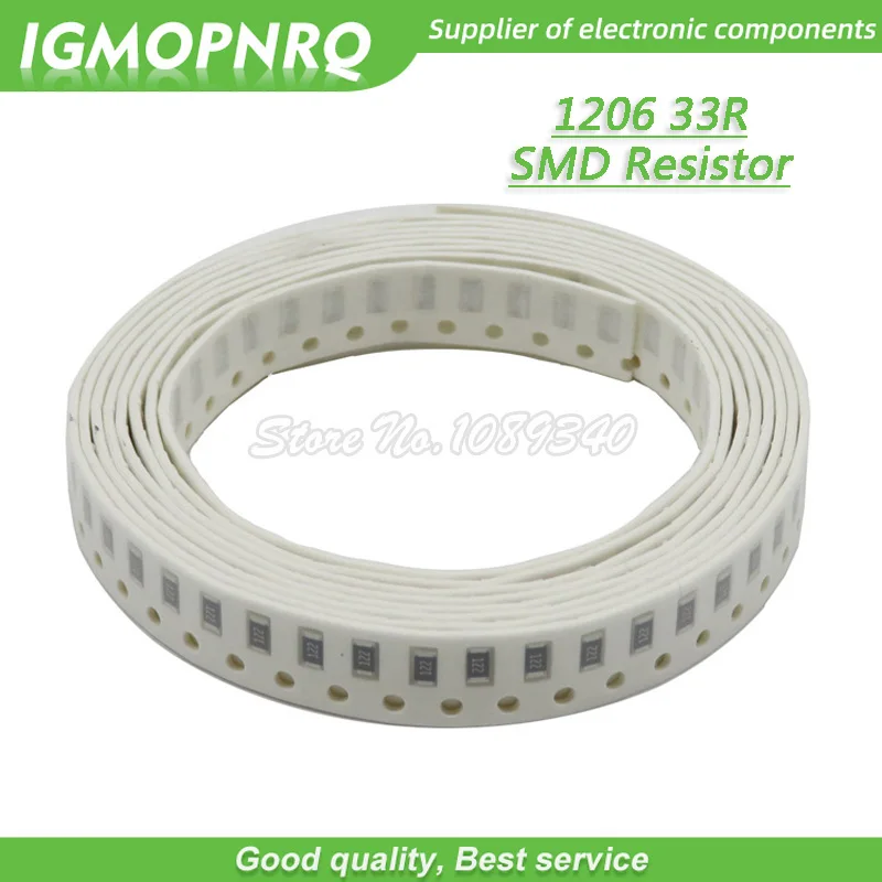 100 шт. 1206 SMD резистор 1% сопротивление 33 Ом Чип 0 25 Вт 1/4 33R IGMOPNRQ | Электронные