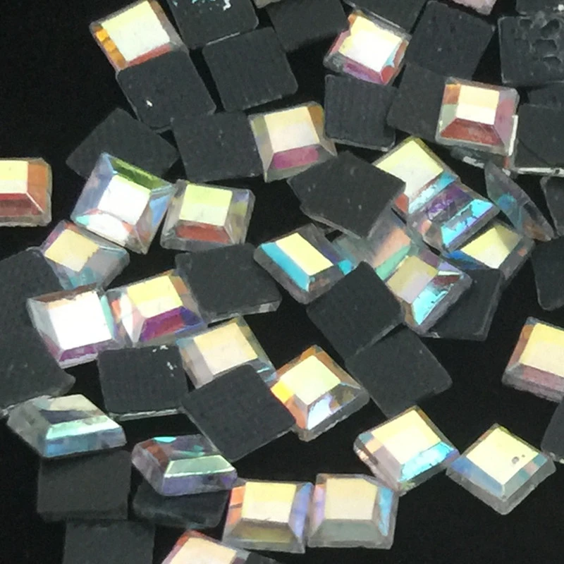 50 шт красочные AB 3D Стразы горячей фиксации квадратной формы исправление камней