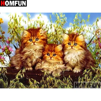 

HOMFUN Full Square/Round Drill 5D DIY Diamond Painting "Animal cat" Embroidery Cross Stitch 5D Home Decor Gift A16970