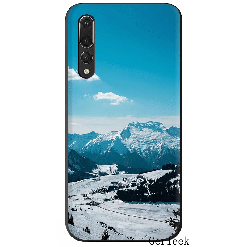 Черный мягкий Уретановый Термопластик (tpu) Зимний снег лес чехол для Huawei P8 P9 P10 Lite