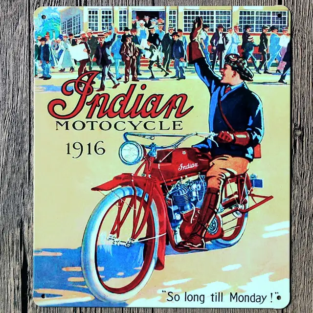 Indian Motorcycles 1916 Chaplin Clic Vintage Car Tin Poster Metal Indian Motorcycles 1916 Chaplin Clic Vintage Car Tin Poster Metal Plate Wall Decor By Abstract Sign