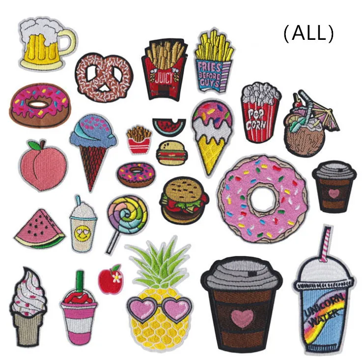 

New Arrival 10 pcs Candy fruit cream Embroidered patches iron on Jeans coat tshirt bag shoe hat decor repair Motif accessory diy