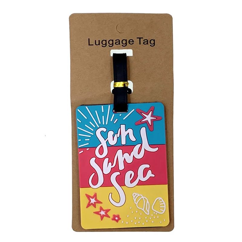 

Kawaii Cartoon Summer Beach Luggage Tags Silica Gel Suitcase Travel Accessories ID Addres Holder Portable Women Baggage Boarding