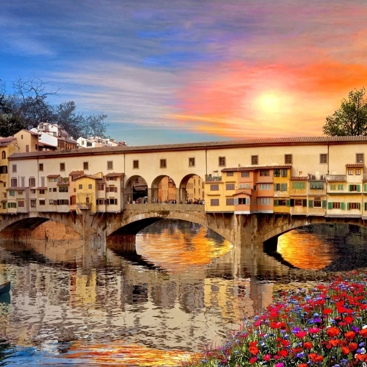 Florence Bridge Poster Print by Dominic Davidson (18 x 9)