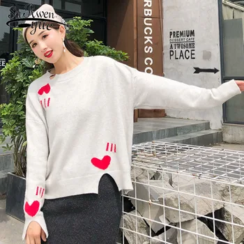 

Loose Casual Computer Knitted Full Embroidery Women Sweaters and Pullovers 2019 Winter/autumn Women Sweaters 5199 50