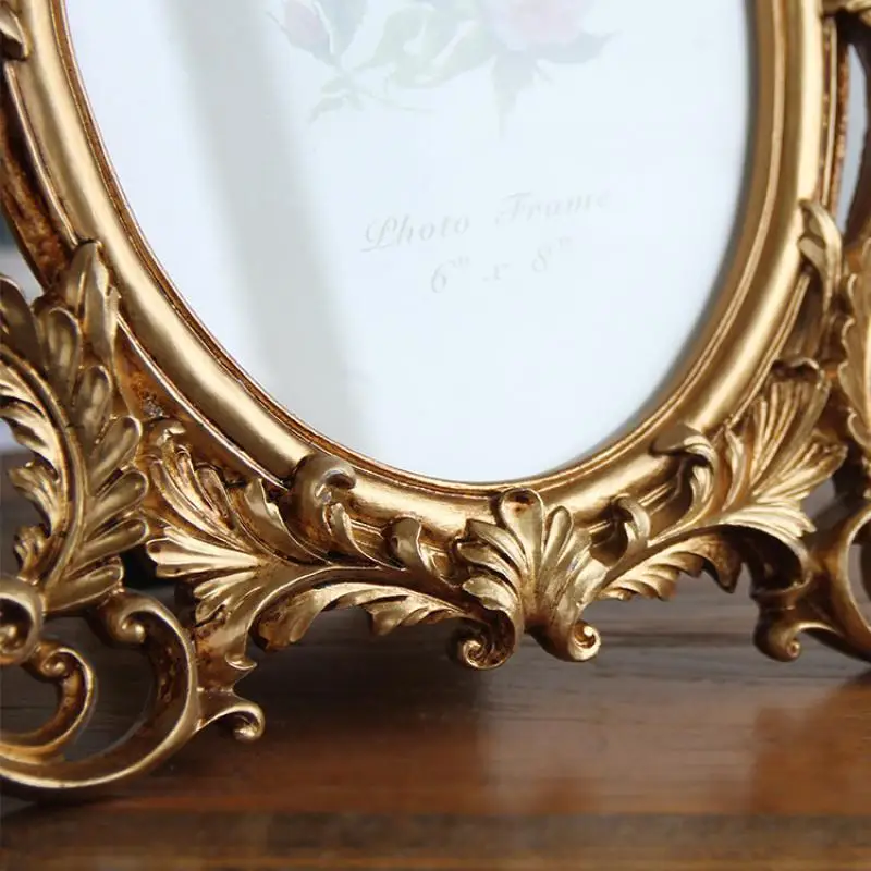 Koop Luxe Barokke Stijl Gouden Kroon Decor Creatieve Hars Foto Desktop Frame Fotolijst Cadeau voor Vriend Handgemaakte DIY Display