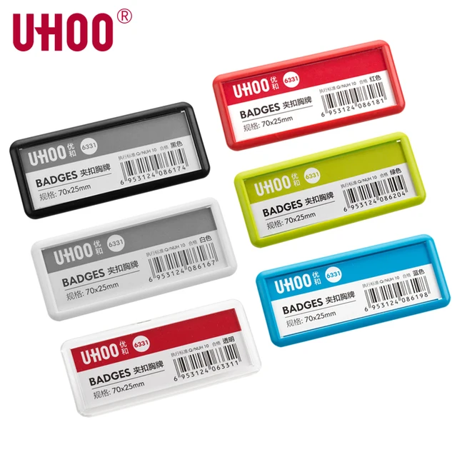 3pcs lot uhoo 6333 work name plate pin badge alligator clips name work name badges