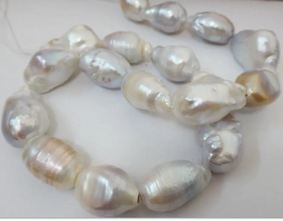 

huij 001393 huge 18"15-22MM NATURAL AUSTRALIAN SOUTH SEA GENUIN white NUCLEAR PEARL NECKLACE