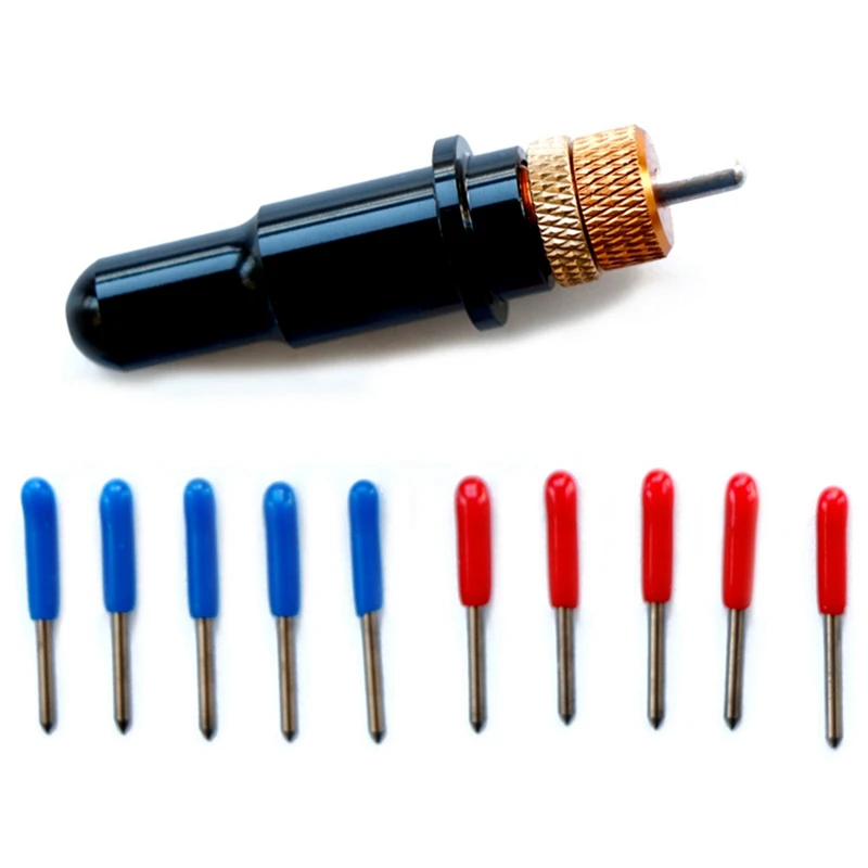 

1Pc Roland Blade Holder Black Colour +5 Pcs 45 + 5 Pcs 60 Degree Refine Rabbit Redsail Cutter Plotter Cutting Blades