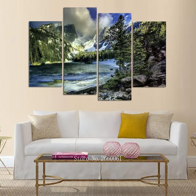 New 4 5 Piece Canvas Art HD Landscape Mountains And Trees painting HD