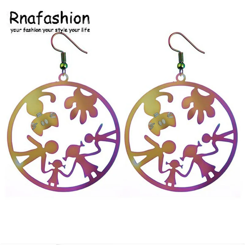 

RNAFASHION Hot Fashion Dangle Earrings Mom Dad Kids Cat Together Family Jewelry For Chirstmas Day Gifts