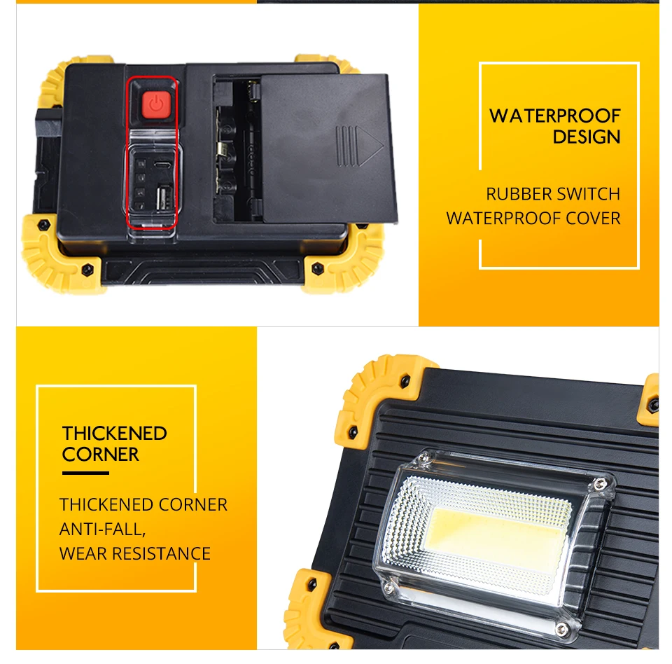 Rechargeable 20W COB LED Flashlight Work Light Lantern Flood Light USB Power Out Torch For Camping Tent Hand Lamp Car Repair (13)