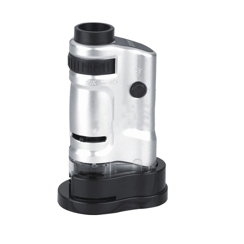 

Mini Portable Microscope Pocket 10081-8 20X-40X Handheld LED Lamp Light Loupe Zoom Magnifier Magnifying Glass Pocket Lens