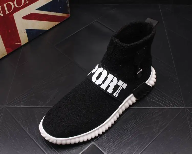 Dos Alta Meia Top Boots Elástico Moda Curto Vogue Ankle Preto Sapatos De Homens Deslizar Pretos Sobre Luxo Errfc Britânico Casuais Homem Rebanho Da RSFRXE