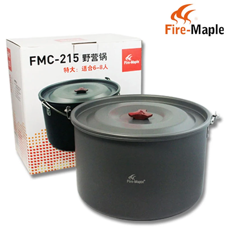 Alta capacidad de olla 8L para 6-8 personas Picnic al aire libre cocina utensilios de cocina colgando Pot Kettle de arce de fuego FMC-215 810G