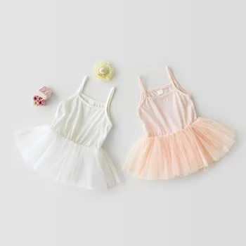 

2019 New Arrival Girls Romper Sleeveless Patchwork Mesh Cotton Baby Girls Jumpsuit 0-2 Years