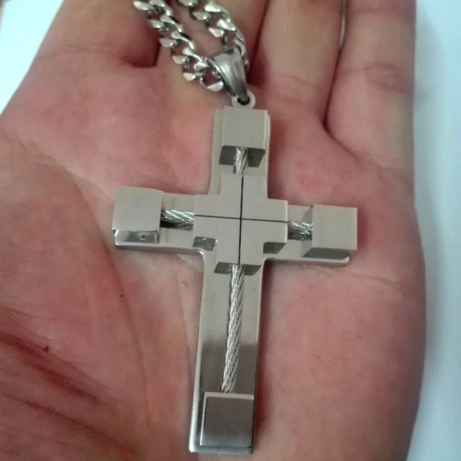 20/'/'-32/'/' Men/'s Necklace Stainless steel Large Cross religious Pendant Jewelry