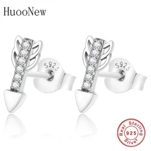 Прозрачный кристалл CZ Контур верхней губы серьги-гвоздики в форме стрелы серебряные ювелирные изделия Brincos 925 пробы серебра в виде капель с кристаллами в форме Для женщин подарок любимым Aretes Berloque(брелоков