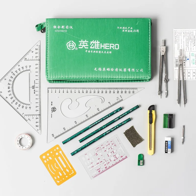 Hero Upgrade version of the drawing compass combination tool student degree angle ruler drawing Math set