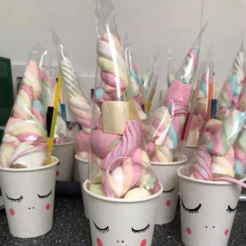 Transparent Plastic Candy Bags Cellophane Clear Cone Pouches Party Favor Popcorn Storage Bag Gift | Дом и сад