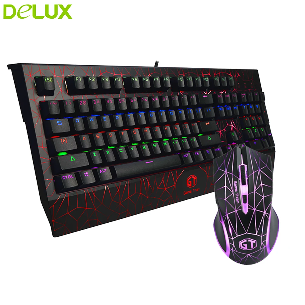 Проводная Механическая игровая мышь Delux USB яркий светодиодный светильник с