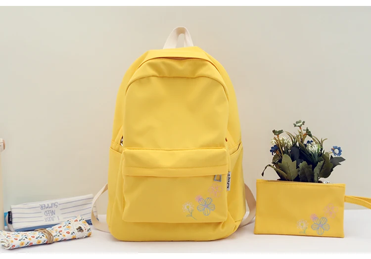 Милый стиль карамельного цвета дизайн цветок вышивка женский рюкзак ученик средней школы книга рюкзак для отдыха