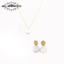 GLSEEVO, ожерелье с натуральным барочным белым жемчугом, серьги для женщин, девушек, на день рождения, Красивые наборы, женские серьги, Мода GS0015