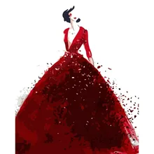 Красное платье леди ручная работа краска высокое качество холст Красивая краска ing по номерам Сюрприз подарок большое удовлетворение