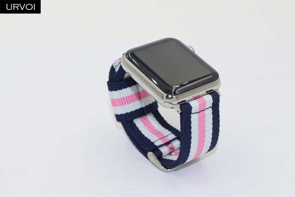 URVOI woven nylon band для apple watch серии 4 3 2 1 ремешок для iwatch классические стили черный серебристый адаптеры 40/44 мм