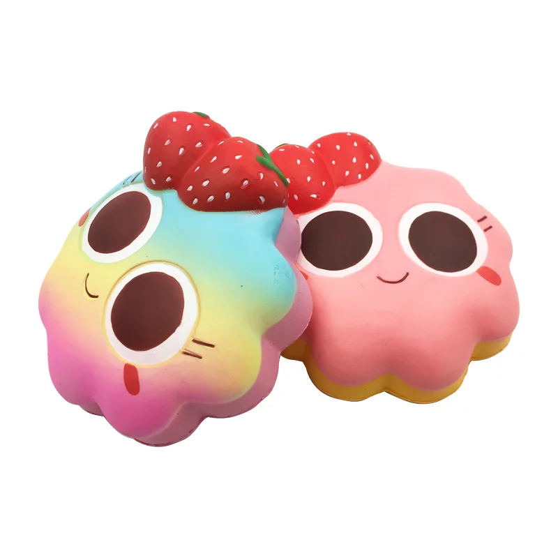 

Jumbo Strawberry Cake Squishy Toy Emoji Face Kawaii Anti-stress Slow Rising Phone Strap Squeeze Fun Gags Joke Kids Easter Gift