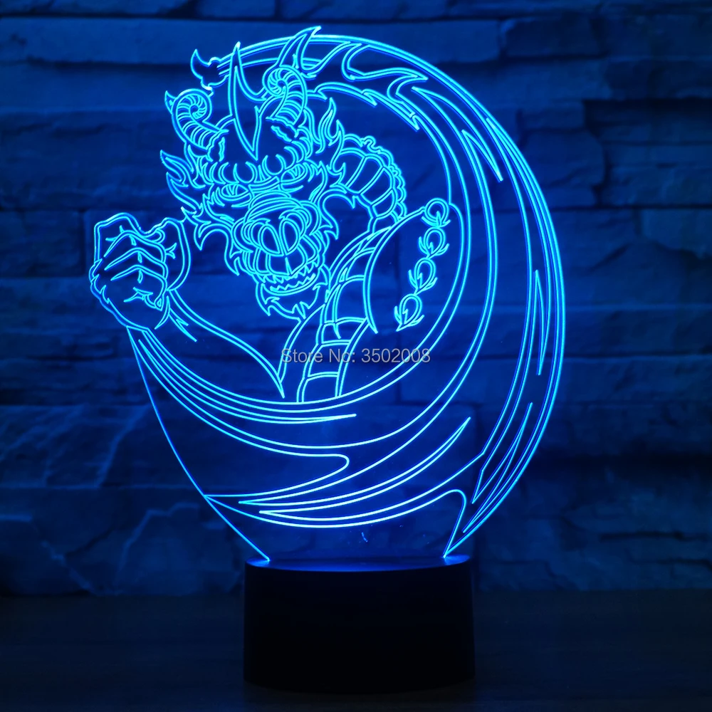 3D дракон формы 7 видов цветов изменить ночник ноутбук освещение украшения для декора комнаты или удивительный подарок