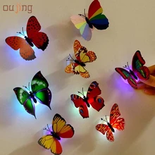 Новые горячие 10 шт. наклейки бабочка светодиодный свет настенные наклейки 3D украшение дома 3jun13