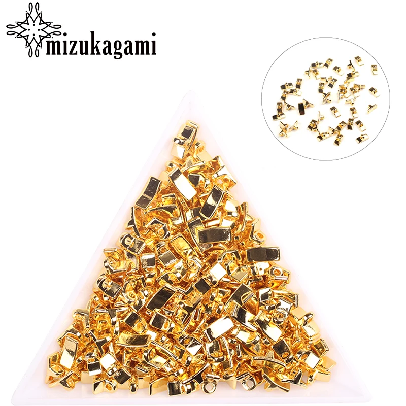 

100pcs/lot Golden Alloy Metal T Shape UV Gel Art Decoration Set Beads Connector For DIY UV Charms Jewelry Accessories