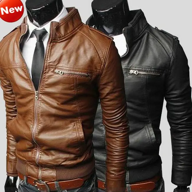 NWT Men Punk Bomber Biker Rider Motorcycle Slim Fit Faux