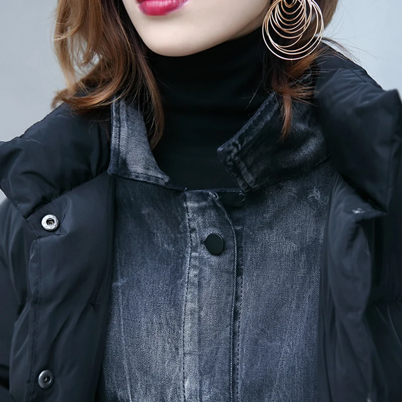 Femelle De Femmes Poche Mode Hiver Manches Corée Black Parka Casual Complet 2018 xitao Long Nouvelle Solide Lyh1396 Stand Couleur Collier wtY7q