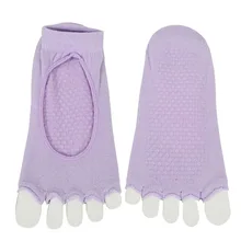 Черные, розовые, зеленые женские носки для йоги, Нескользящие женские массажные носки с половинчатыми пальцами, хлопковые, теплые, для упражнений, для бега