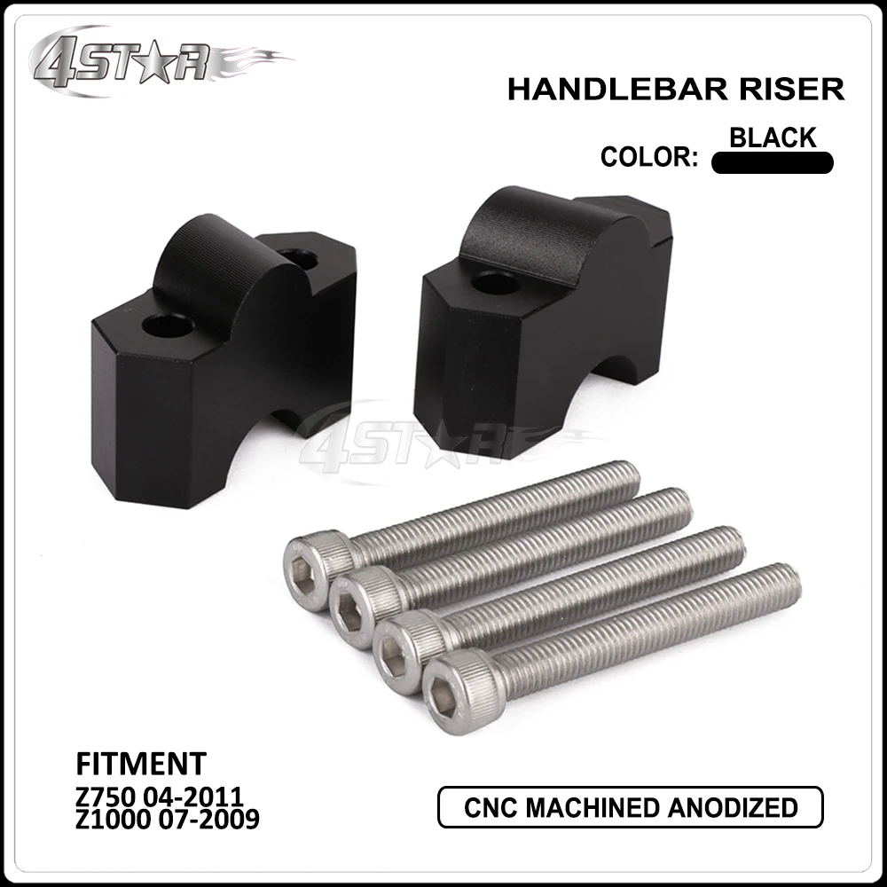 Мотоцикл Черный ЧПУ Алюминий руль расширение стояк крепление поднимаясь зажим Чехол для Kawasaki Z750 2004-2011 Z1000 2007-2009