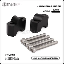 Мотоцикл Черный ЧПУ Алюминий руль расширение стояк крепление поднимаясь зажим Чехол для Kawasaki Z750 2004-2011 Z1000 2007-2009