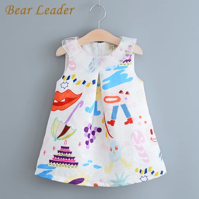Bear Leader Девушки Одеваются 2017 Новый Милый Стиль Девушки Одежда Детская Одежда Симпатичные Рукавов Твердые pattern Детская Одежда