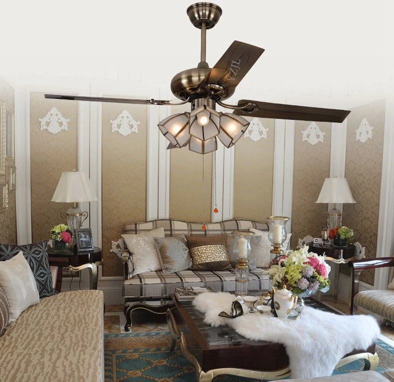 Continental antique copper ceiling fan lamp simple fashion fan light