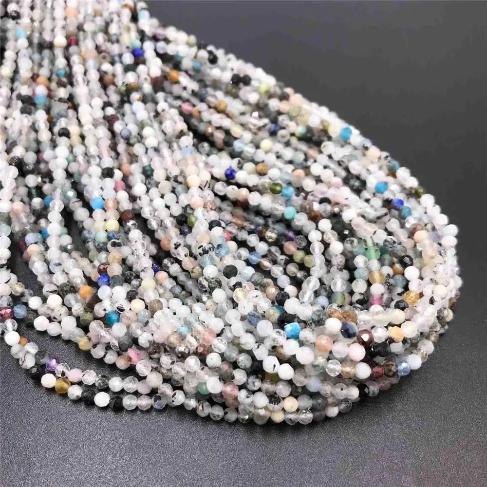 

2 3 4 mm Natural Rutilated Micro beads Quartzs Face Stone Beads Round Small Loose Beads For Jewelry Making Bracelet Necklace