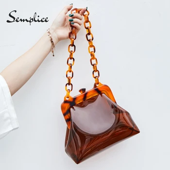 

2019 Vintage Acrylic Transparent Clutch Chain Women Shoulder Hard Day Clutches Bags Wedding Evening Purse Female Tote Crossbody