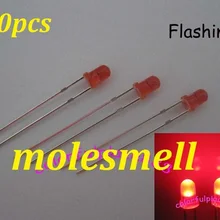 500 шт 3 мм красный разомкнутый круг самовспышка мигающий светодиодный мигание яркий светодиодный s свет 3 мм красный объектив мигающий светодиодный